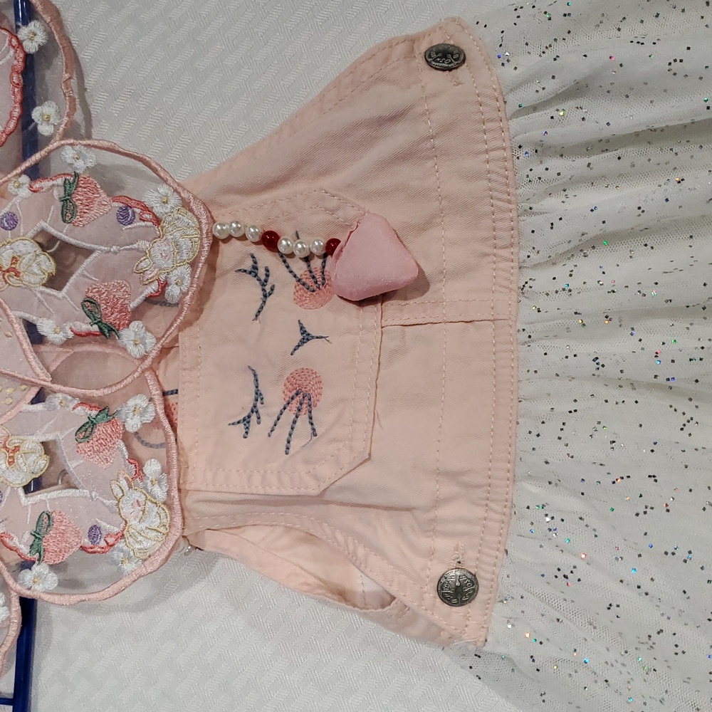 Vtg OshKosh B'gosh Peach pink white  Vestbak Dress - Picture 4 of 16